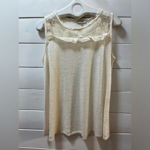 BELLAMBRA Cream Sleeveless Lace Detail Top Size M
